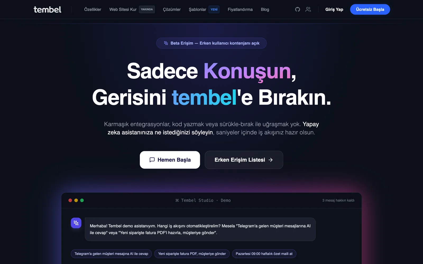 Tembel — No-Code-Plattform für KI-Automatisierung