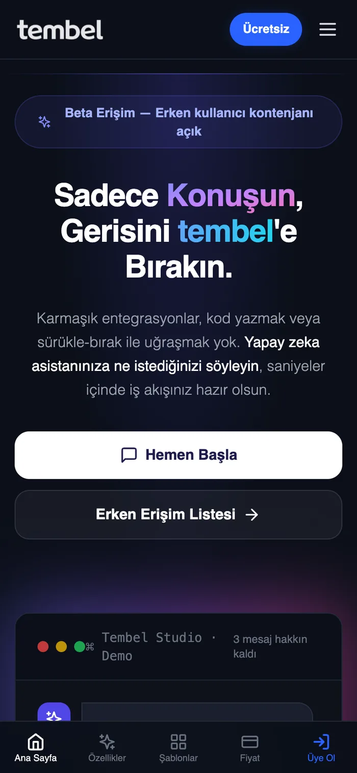 Tembel — no-code AI automation platform — 2